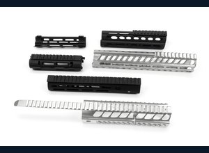 Precision rifle handguards in black and silver